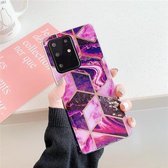 Voor Galaxy S20 Plus Plating Kleurrijk Geometrisch Patroon Mozaïek Marmer TPU Mobiele Telefoon Case (Magenta PJ5)