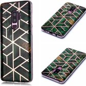 Voor Galaxy S9 + Plating Marble Pattern Soft TPU beschermhoes (groen)