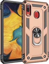 Armor schokbestendige TPU + pc-beschermhoes voor Galaxy A30, met 360 graden rotatiehouder (goud)