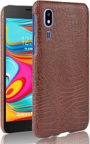 Crocodile Texture Shockproof PC + PU Case voor Galaxy A2 Core (bruin)
