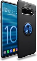 Schokbestendig TPU-hoesje voor Galaxy S10, met houder (zwartblauw)