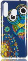 Blue Owl Pattern Noctilucent TPU Soft Case voor Galaxy A8s