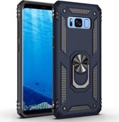 Armor schokbestendige TPU + pc-beschermhoes voor Galaxy S8, met 360 graden rotatiehouder (blauw)