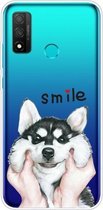 Voor Huawei P Smart 2020 Gekleurd tekeningpatroon Zeer transparant TPU beschermhoes (Pinch Dog)