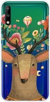Voor Huawei Enjoy 10 schokbestendig geverfd transparant TPU beschermhoes (Flower Deer)