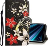 Voor Sony Xperia XZ3 3D Gekleurde Tekening Horizontale Flip PU Lederen Case met Houder & Kaartsleuven & Portemonnee (Rode Bloem)