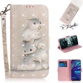 3D-schilderijpatroon Gekleurde tekening Horizontale lederen flip-hoes met houder en kaartsleuven en portemonnee voor Huawei Y7 Prime (2019) met vingerafdruk / Y7 Pro (2019) / Enjoy 9 (drie ee