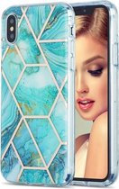 3D Electroplating Marble Pattern TPU beschermhoes voor iPhone XS / X (groen)