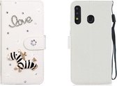 Voor Galaxy A20 / A30 horizontale flip effen kleur strass lederen tas met kaartsleuf & portemonnee & houder (Trojan)