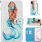 Voor Galaxy A81 Gekleurde tekening patroon Plain Weave horizontale Flip lederen tas met houder & kaartsleuf & portemonnee & lanyard (zeemeermin)