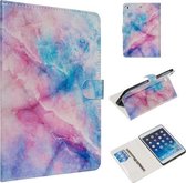 Voor iPad mini 5/4/3/2/1 Gekleurde tekening Patroon Horizontale Flip PU lederen hoes met houder & kaartsleuven (roze blauw marmer)