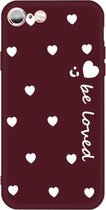 Voor iPhone 6s / 6 Lachend Gezicht Meerdere Love-hearts Patroon Kleurrijke Frosted TPU Telefoon Beschermhoes (Wijnrood)