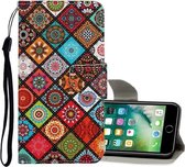 Voor iPhone 8 Plus / 7 Plus Gekleurde tekening patroon Horizontale flip lederen tas met houder & kaartsleuven & portemonnee (Folk-custom)