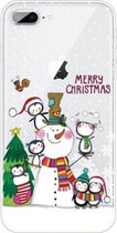 Christmas Series Clear TPU beschermhoes voor iPhone 8 Plus / 7 Plus (Penguin Family)