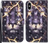 Voor iPhone X / XS 3D Geschilderd Patroon Horizontale Flip Leren Case met Houder & Portemonnee & Kaartsleuf & Lanyard (Thunder Lion)