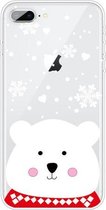 Christmas Series Clear TPU beschermhoes voor iPhone 8 Plus / 7 Plus (Chubby White Bear)
