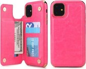 Voor iPhone 11 POLA TPU + PC Plating Volledige dekking Beschermhoes met houder & kaartsleuven en fotolijst (Rose Red)