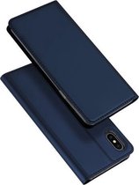 DUX DUCIS Skin Pro-serie schokbestendige horizontale lederen flip-hoes met houder en kaartsleuven en slaap- / wekfunctie voor iPhone X / XS (donkerblauw)