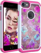 Kleurentekeningpatroon PC + TPU beschermhoes voor iPhone 7/8 (pioenroos)