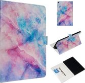 Voor Amazon Kindle HD10 2017 Gekleurde Tekening Patroon Horizontale Flip PU Lederen Case met Houder & Kaartsleuven (Roze Blauw Marmer)