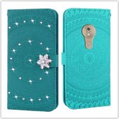 Voor Motorola Moto G7 Play Pressed Printing Plak boorpatroon Horizontale Flip PU lederen tas met houder & kaartsleuven & portemonnee & & lanyard (grasgroen)