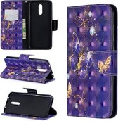 3D Gekleurde Tekening Patroon Horizontale Flip Leren Case voor Nokia 3.2, met Houder & Kaartsleuven & Portemonnee (Paarse Vlinder)