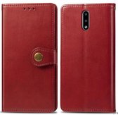 Voor Nokia 2.3 retro effen kleur lederen gesp mobiele telefoon bescherming lederen tas met fotolijst & kaartsleuf & portemonnee & beugel functie (rood)