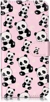 Olie Reliëf Gekleurd Tekening Patroon Horizontale Flip PU Leren Case met Houder & Kaartsleuven & Portemonnee & Fotolijst Voor Galaxy A20e (Panda's)