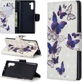 3D-gekleurde tekening patroon horizontale flip lederen tas met houder & kaartsleuven & portemonnee voor Galaxy Note10 (vlinders)