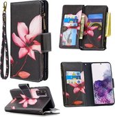 Voor Samsung Galaxy Galaxy S20 Ultra Gekleurde Tekening Patroon Rits Horizontale Flip Lederen Case met Houder & Kaartsleuven & Portemonnee (Lotus)