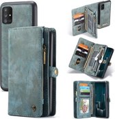 Voor Galaxy A51 4G CaseMe-008 Afneembare Multifunctionele Horizontale Flip Leren Case met Kaartsleuf & Houder & Rits Portemonnee & Fotolijst (Blauw)