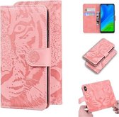 Voor Huawei P smart 2020 Tijger Embossing Patroon Horizontale Flip Leren Case met Houder & Kaartsleuven & Portemonnee (Roze)
