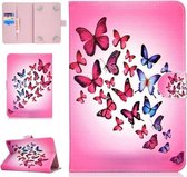 Voor 7 inch Universele Tablet PC Gekleurde Tekening Patroon Horizontale Flip PU Lederen Case met Houder & Kaartsleuf (vlinder)