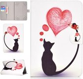 Voor 7 inch Universele Tablet PC Gekleurde Tekening Patroon Horizontale Flip PU Lederen Case met Houder & Card Slot (Loving Cat)