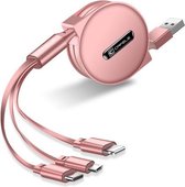 CAFELE 3 in 1 8-pins + micro-USB + type-C / USB-C-oplaadgegevenskabel, lengte: 1,2 m (roségoud)