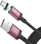 KUULAA KL-X25 1m USB naar Micro USB Platte magnetische metalen connector Nylon gevlochten magnetische datakabel (rood)