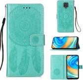 Voor Xiaomi Redmi Note 9S Dream Catcher Afdrukken Horizontale Flip Leren Case met Houder & Kaartsleuven & Portemonnee & Lanyard (Groen)