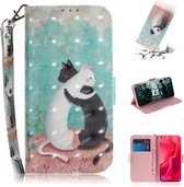 3D Schilderen Patroon Gekleurde Tekening Horizontale Flip Leren Case met Houder & Kaartsleuven & Portemonnee Voor Huawei nova 4 (Zwart Wit Kat)