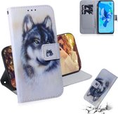 Schilderen Patroon Gekleurde Tekening Horizontale Leren Flip Case met Houder & Kaartsleuven & Portemonnee voor Huawei P20 Lite 2019 / Nova 5i (White Wolf)