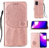 Voor xiaomi mi 10 lite 5g / mi 10 jeugd 5g dromenvanger afdrukken horizontale flip lederen tas met houder & kaartsleuven & portemonnee & lanyard (rose goud)