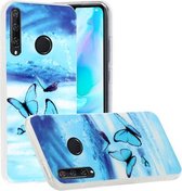 Voor Huawei Y6p (2020) Lichtgevende TPU zachte beschermhoes (vlinders)
