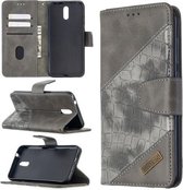 Voor Nokia 2.3 Bijpassende kleur Krokodiltextuur Horizontale flip PU lederen tas met portemonnee & houder & kaartsleuven (grijs)