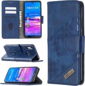 Voor Huawei Y6 (2019) Bijpassende kleur Krokodiltextuur Horizontale flip PU lederen hoes met portemonnee & houder & kaartsleuven (blauw)