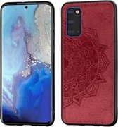 Voor Galaxy S20 Mandala in reliëf gemaakte stoffen hoes PC + TPU mobiele telefoonhoes met magnetische functie en draagriem (rood)