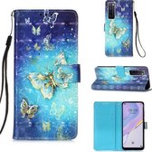 Voor Huawei nova 7 5G 3D Schilderen Horizontale Flip Leren Case met Houder & Kaartsleuf & Lanyard (Gouden Vlinder)