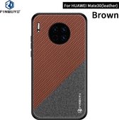 Voor Huawei Mate 30 5G (Leer) PINWUYO Rong Serie Schokbestendig PC + TPU + Chemische Vezel Doek Beschermhoes (Bruin)