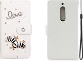 Voor Nokia 5 Horizontale Flip Effen Kleur Strass Leren Case met Kaartsleuf & Portemonnee & Houder (Trojan)