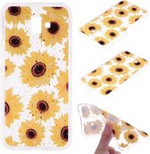 Cartoon patroon goudfolie stijl Dropping Glue TPU zachte beschermhoes voor Galaxy J6 + (zonnebloem)