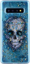 Cartoon patroon goudfolie stijl dropping lijm TPU zachte beschermhoes voor Galaxy Note 8 (schedel)