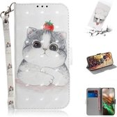 3D Gekleurde Tekening Horizontale Leren Flip Case, met Houder & Kaartsleuf & Portemonnee Voor Galaxy Note 10 (Cute Cat)